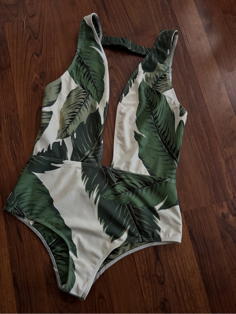 Stone Cold Fox Green Leaf Print One-Piece Swimsuit